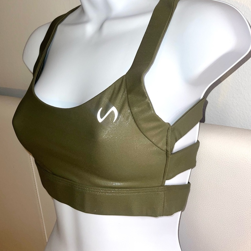 TLF Green Metallic Sports Bra